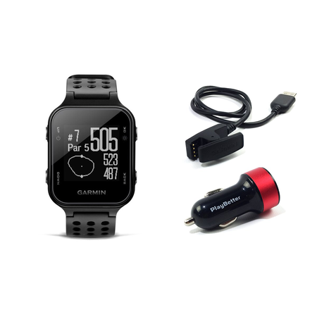 Garmin Approach S20 (Black) Golf GPS Watch with PlayBetter USB Car Charge Adapter | Activity Tracker, Smart Notifications & 40,000+ Worldwide Courses