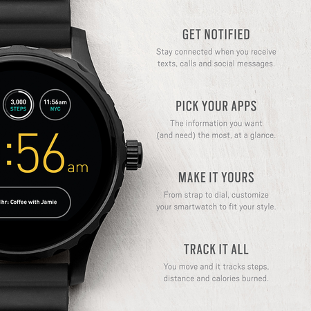 Fossil Q Marshal Gen 2 Black Silicone Touchscreen Smartwatch FTW2107