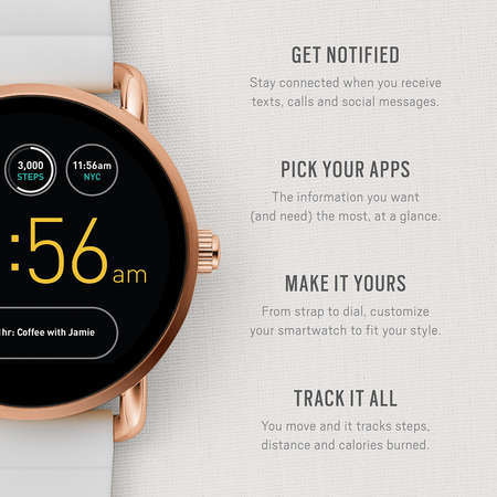 Fossil Q Wander Gen 2 Rose Gold-Tone Stainless Steel Touchscreen Smartwatch FTW2112