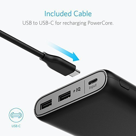 [USB-C Input] Anker PowerCore 13000 C - Compact 13000mAh 2-Port Ultra Portable Charger Power Bank for Galaxy S8, S8+, the new MacBook, Google Pixel, Nintendo Switch, Nexus 5X/6P, HTC 10 and More