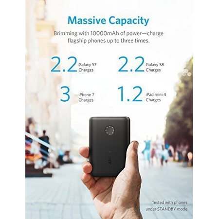 Anker PowerCore II 10000, Ultra-Compact 10000mAh Portable Charger, Upgraded PowerIQ 2.0 (up to 18W Output), Fast Charge for iPhone, Samsung Galaxy and More