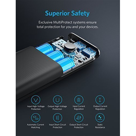 Anker PowerCore II 20000, High Capacity Portable Charger with Dual USB Ports, Upgraded PowerIQ 2.0 (up to 18W Output) Power Bank, Fast Charging for iPhone, Samsung Galaxy and More