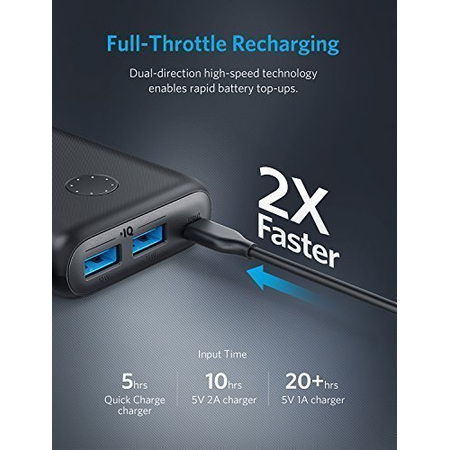 Anker PowerCore II 20000, High Capacity Portable Charger with Dual USB Ports, Upgraded PowerIQ 2.0 (up to 18W Output) Power Bank, Fast Charging for iPhone, Samsung Galaxy and More