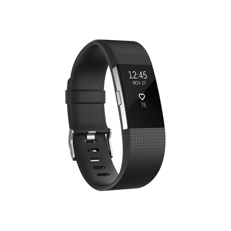 Đồng hồ Fitbit Charge 2 Heart Rate + Fitness Wristband, Black, Large (US Version)