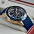 Đồng hồ GUESS Men's Stainless Steel Silicone Casual Watch, Color Rose Gold-Tone/Rigor Blue (Model: U0247G3)