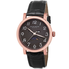 Akribos XXIV Akribos Black Dial Gold Tone Black Leather Men's Watch AK633RG