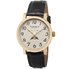 Akribos XXIV Akribos Cream Dial Gold Tone Stainless Steel Black Leather Men's Watch AK633YG