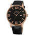 August Steiner Black Dial Rose Gold-Tone Metal Black Leather Men's Watch AS8055RG