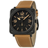 Bell and Ross Black Dial Beige Calfskin Leather Men's Watch BLR BRS-HERI-CEM