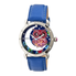 Bertha Ashley Silver-tone Steel Blue Leather Strap Multicolor Owl Dial Ladies Watch GIOGFAI001