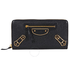 Balenciaga Classic Metallic Edge Continental Zip Wallet- Black 390187 AQ40G 1000