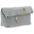 Burberry Ladies Small Pin Clutch In Velvet in Grey/Blue 4076426