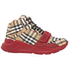 Burberry Men's Lace Up Brown Vintage Check High-top Sneakers 4078552