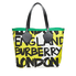 Burberry Large Graffiti Print Cotton Tote- Black/Green 4075825
