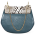 Chloe Drew Python Print Shoulder Bag- Silver Blue 3S1031H8V BI2