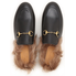 Gucci Princetown Leather Slipper W Fur 397749 DKHH0 1063