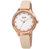 Burgi Crystal White Dial Light Rose Leather Ladies Watch BUR239CM