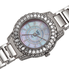 Burgi Silver-Tone Brass Mother of Pearl Dial Diamond Ladies Watch BUR095SS