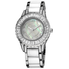 Burgi White Mother Of Pearl Dial White Ceramic And Metal Ladies Watch BUR066WT