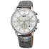 Burgi Crystal Chronograph Grey Leather Mother of Pearl Dial Ladies Watch BUR089GY