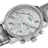 Burgi Crystal Chronograph Grey Leather Mother of Pearl Dial Ladies Watch BUR089GY