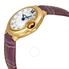 Cartier Ballon Bleu Silver Diamond Dial 18kt Rose Gold Purple Leather Ladies Watch WE902050