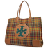 Tory Burch Ella Plaid Tote- Green Shetland Wool 58393-311