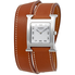 Hermes H Hour White Dial Brown Leather Ladies Watch 036798WW00 W036798WW00