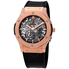 Hublot Classic Fusion 18kt Rose Gold Hand Wind Skeleton Dial Black Leather Men's Watch 515.OX.0180.LR