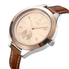 JBW Aria Rose Gold-tone Diamond Dial Brown Calfskin Leather Strap Ladies Watch J6309D