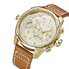 JBW G3 Gold-tone Stainless Steel Diamond Case Brown Leather Strap Men's Watch J6325B