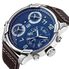 JBW G4 Multi-Time Zone Blue Dial Stainless Steel Case Brown Leather Men's Watch J6248LN