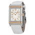 Jaeger LeCoultre Grande Reverso Ultra Thin Silver Dial 18kt Rose Gold White Leather Ladies Watch Q3224420