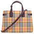 Burberry Medium Banner Vintage Check and Leather Tote- Deep Claret 4076952