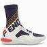 Fendi Men's Fila Navy Tech Fabric High Top Zip Sneakers 7E1200-A5JY-F150T