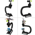 Fantaseal DC+DV+3-in-1 Camera Steadycam Mount Hand Grip C Stabilizer Bracket Low Position Shooting Rig w/3 Axis Hot Shoe Bubble Level +3 Axis Hot Shoe for Gopro/SJCAM/Garmin Virb + other cameras