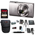 Canon PowerShot ELPH 360 HS 20.2 MP Digital Camera (Silver) + Sony 32GB Memory Card + Focus Rechargeable Replacement Lithium Ion Battery + Travel Quick Charger + Focus Medium Point & Shoot Camera Accessory Bundle